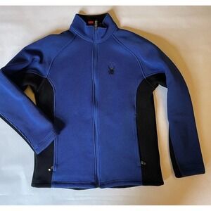 Mens Spyder Foremost Full Zip Heavy Weight Core Sweater Jacket Size M Blue Black